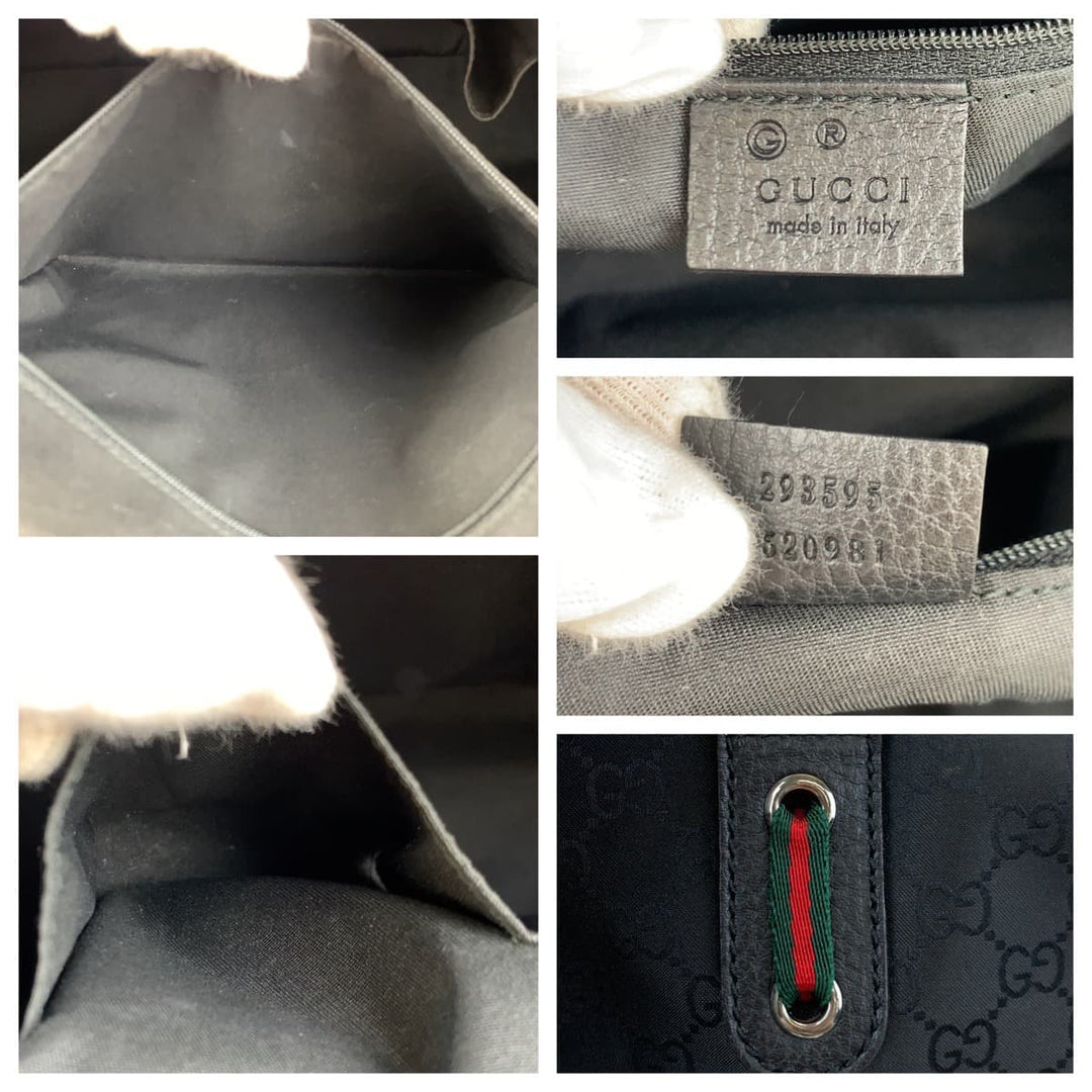 GUCCI Shoulder Bag 293595 Nylon Black black Shoulder Bag Tote Bag Boston Duffel bag Unisex Sherry line GG canvas Women Used Authentic