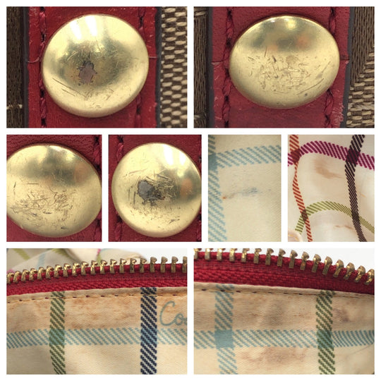 COACH Handbag F13006 canvas Brown Signature With Calfskin