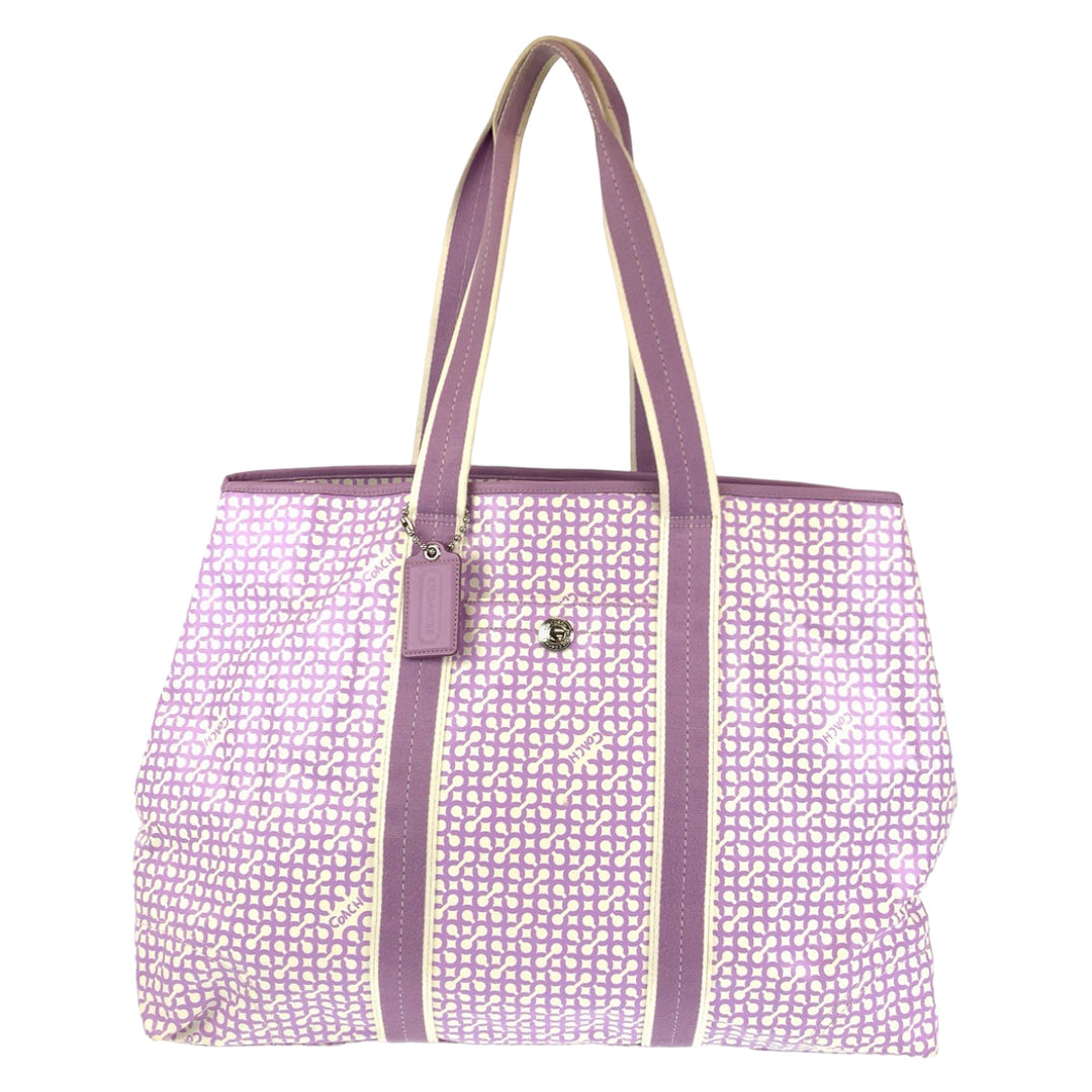 COACH Tote Bag F15008 PVC purple Op art