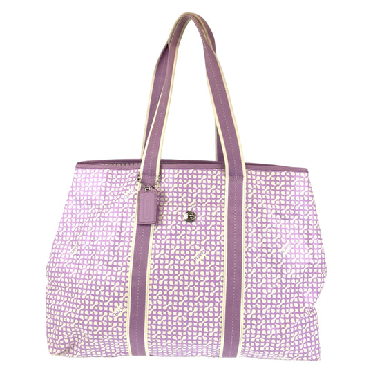 COACH Tote Bag F15008 PVC purple Op art