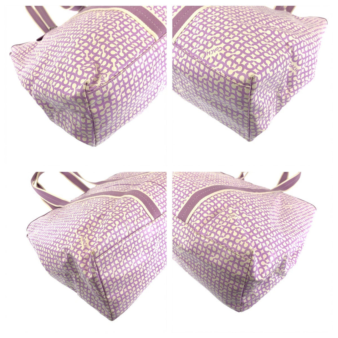COACH Tote Bag F15008 PVC purple Op art