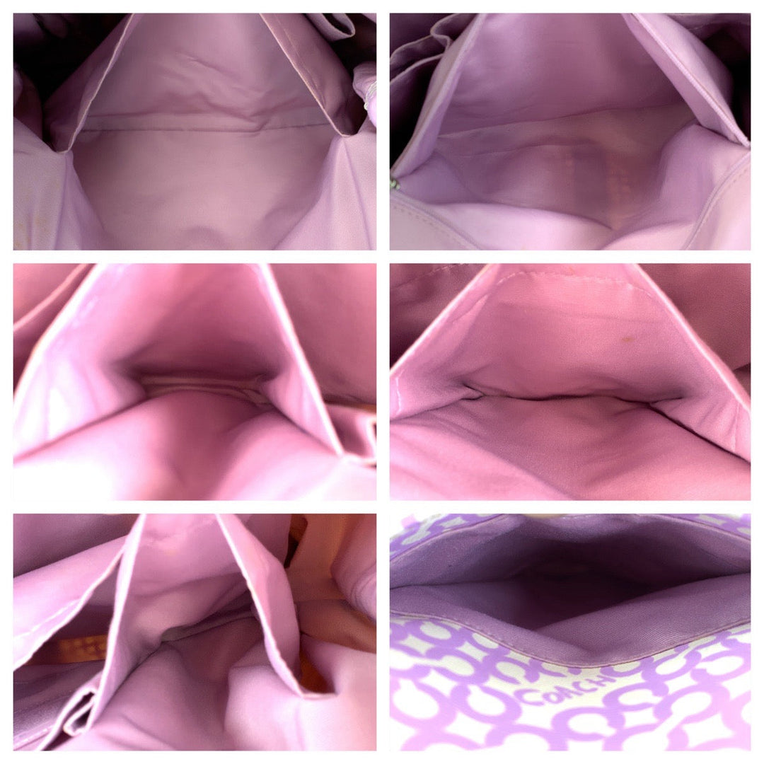 COACH Tote Bag F15008 PVC purple Op art