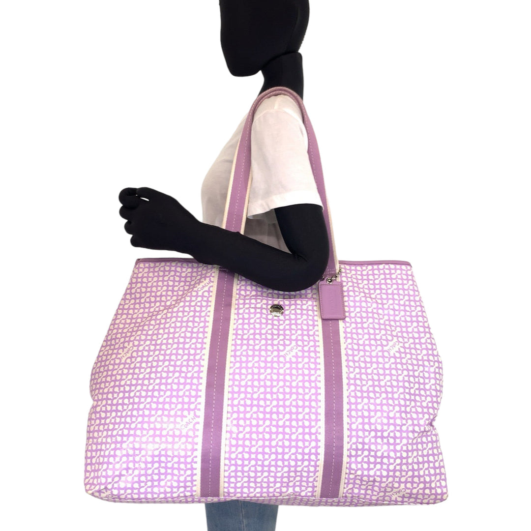 COACH Tote Bag F15008 PVC purple Op art