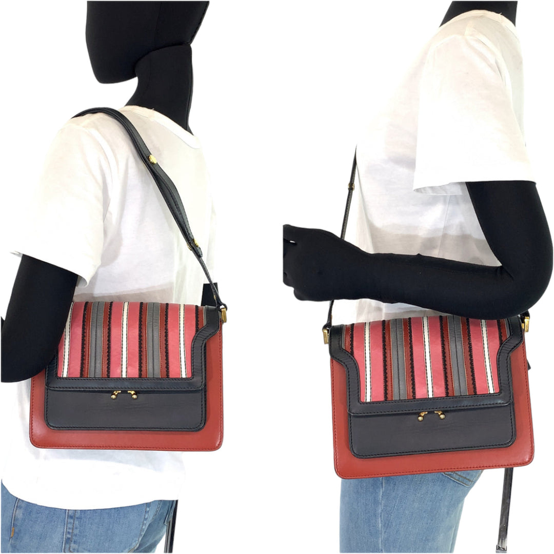 MARNI Shoulder Bag Calfskin multicolor Shoulder Bag Crossbody Bag Trunk Medium Bag Women Used Authentic