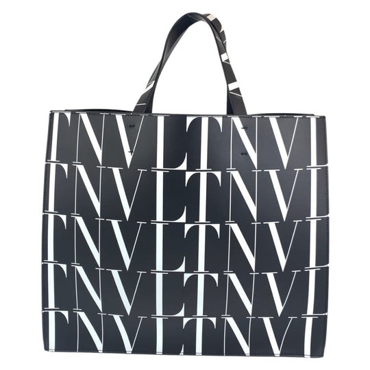 VALENTINO Tote Bag WY2B0963 Calfskin black black white Tote Bag Handbag A4 compatible VLTN Women Used Authentic
