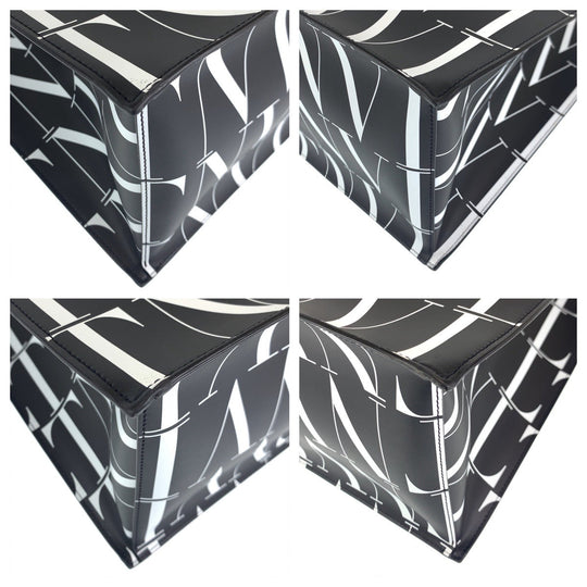 VALENTINO Tote Bag WY2B0963 Calfskin black black white Tote Bag Handbag A4 compatible VLTN Women Used Authentic