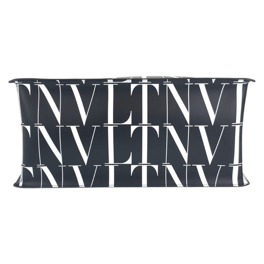 VALENTINO Tote Bag WY2B0963 Calfskin black black white Tote Bag Handbag A4 compatible VLTN Women Used Authentic
