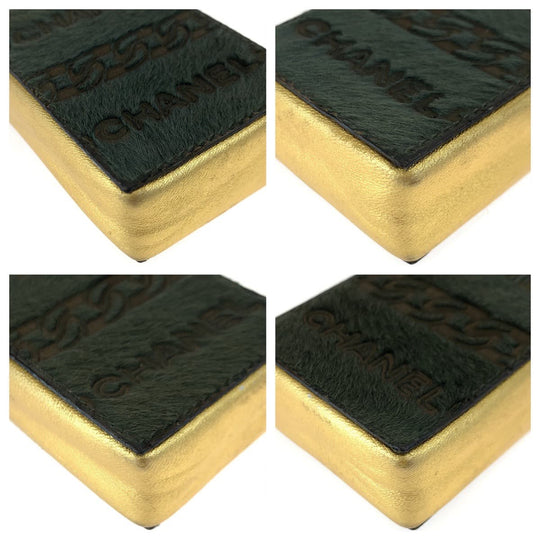 CHANEL Shoulder Bag pony, leather khaki gold ChainShoulder Bag Cigarette Case Pouch COCO Mark Women Used Authentic