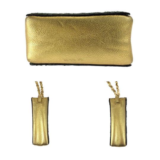 CHANEL Shoulder Bag pony, leather khaki gold ChainShoulder Bag Cigarette Case Pouch COCO Mark Women Used Authentic