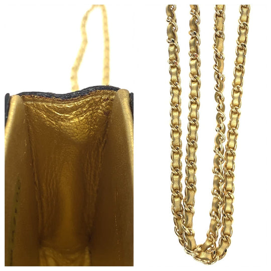 CHANEL Shoulder Bag pony, leather khaki gold ChainShoulder Bag Cigarette Case Pouch COCO Mark Women Used Authentic