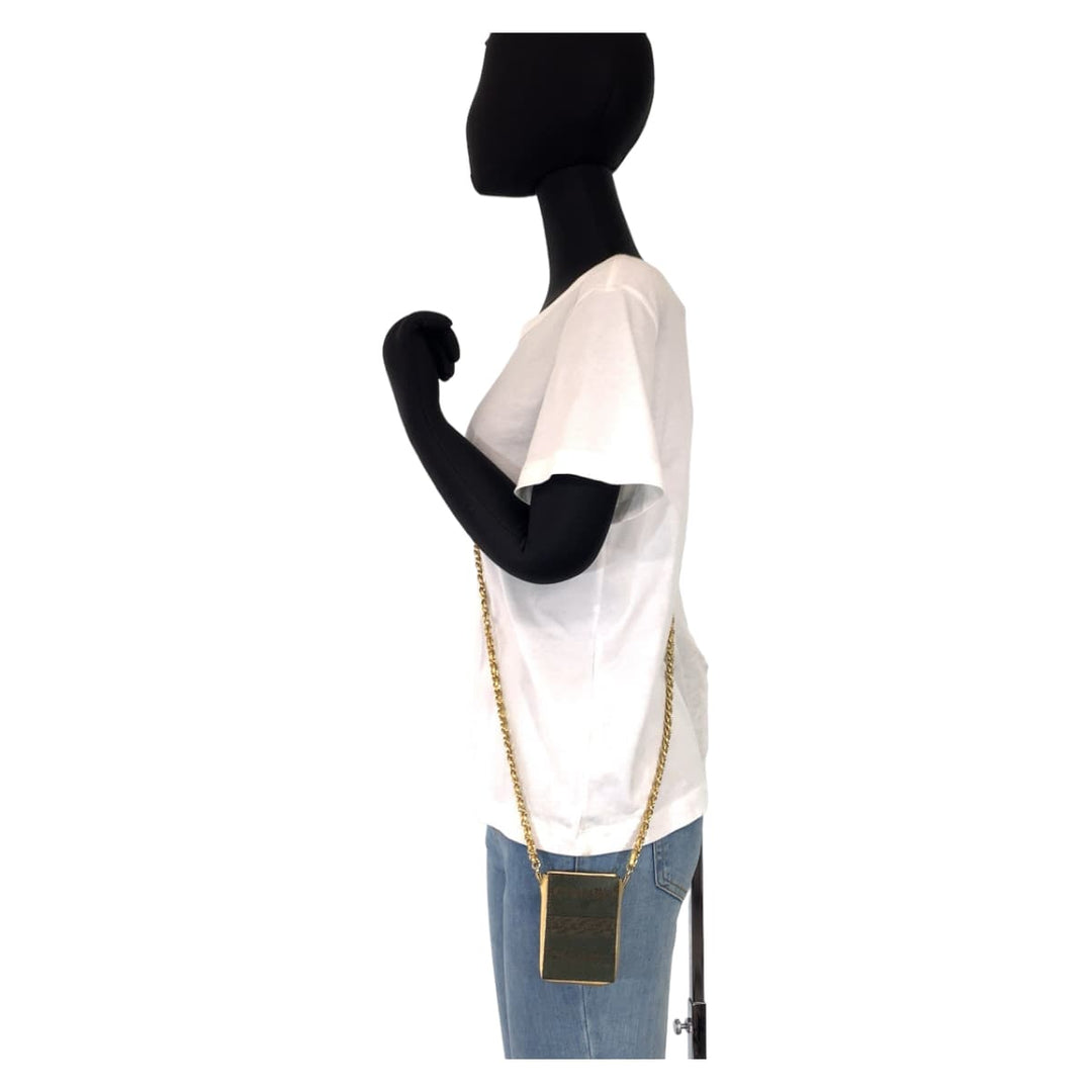 CHANEL Shoulder Bag pony, leather khaki gold ChainShoulder Bag Cigarette Case Pouch COCO Mark Women Used Authentic