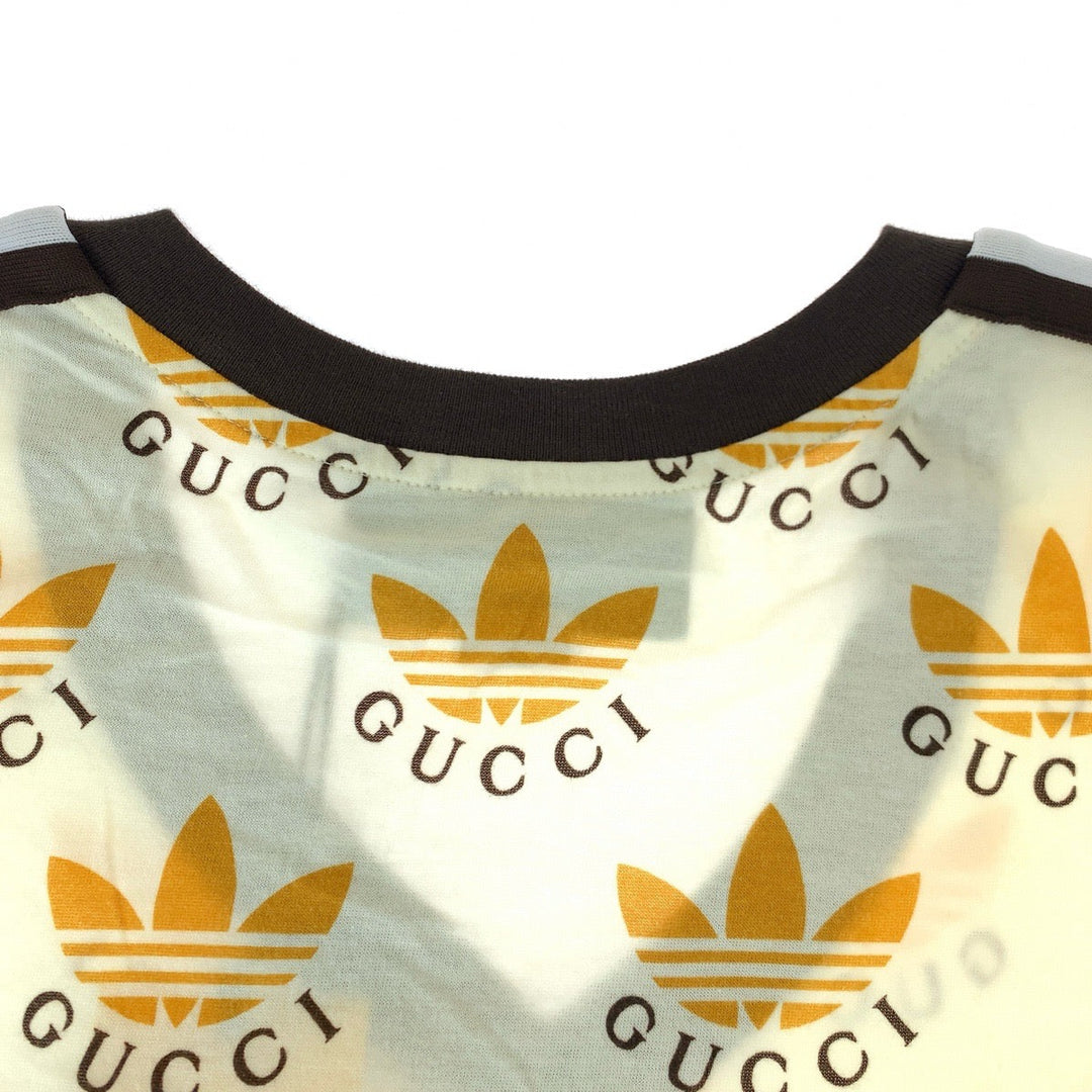 GUCCI Short sleeve T-shirt 693539 cotton Cream Orange Black Short-sleeved T-shirt, V-neck, short length adidasxGUCCI logo Women XS Used Authentic