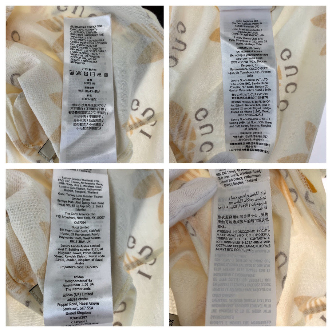 GUCCI Short sleeve T-shirt 693539 cotton Cream Orange Black Short-sleeved T-shirt, V-neck, short length adidasxGUCCI logo Women XS Used Authentic