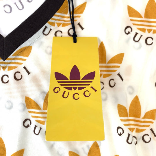 GUCCI Short sleeve T-shirt 693539 cotton Cream Orange Black Short-sleeved T-shirt, V-neck, short length adidasxGUCCI logo Women XS Used Authentic