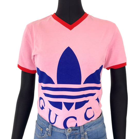 GUCCI Short sleeve T-shirt 693637 cotton pink red red Short sleeve T-shirt adidasxGUCCI 22Stainless Steel Women XXS Used Authentic