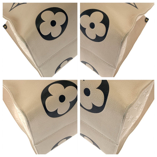 LOUIS VUITTON Tote Bag M45372 Calfskin Beige Black Gold Metal Tote Bag handbag Monogram Unplant Crafty On the Go GM Women Used Authentic