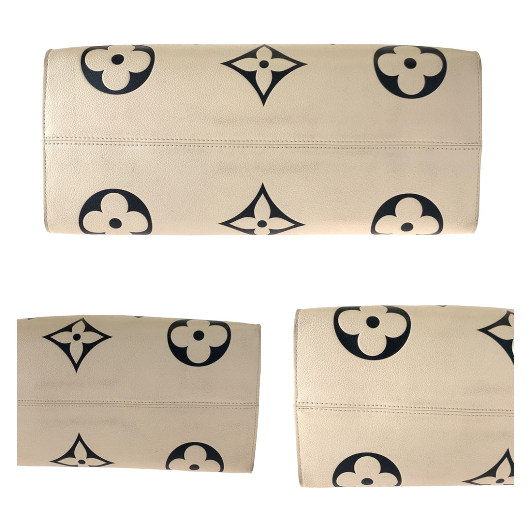 LOUIS VUITTON Tote Bag M45372 Calfskin Beige Black Gold Metal Tote Bag handbag Monogram Unplant Crafty On the Go GM Women Used Authentic