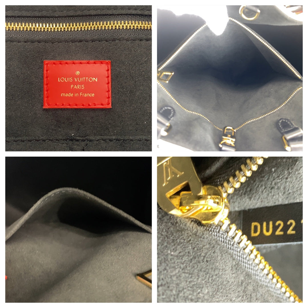 LOUIS VUITTON Tote Bag M45372 Calfskin Beige Black Gold Metal Tote Bag handbag Monogram Unplant Crafty On the Go GM Women Used Authentic