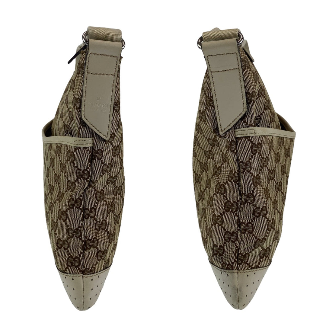 GUCCI Shoulder Bag 145857 GG canvas Beige SilverMetal Crossbody Shoulder Bag Messenger Bag GG pattern Women Used Authentic