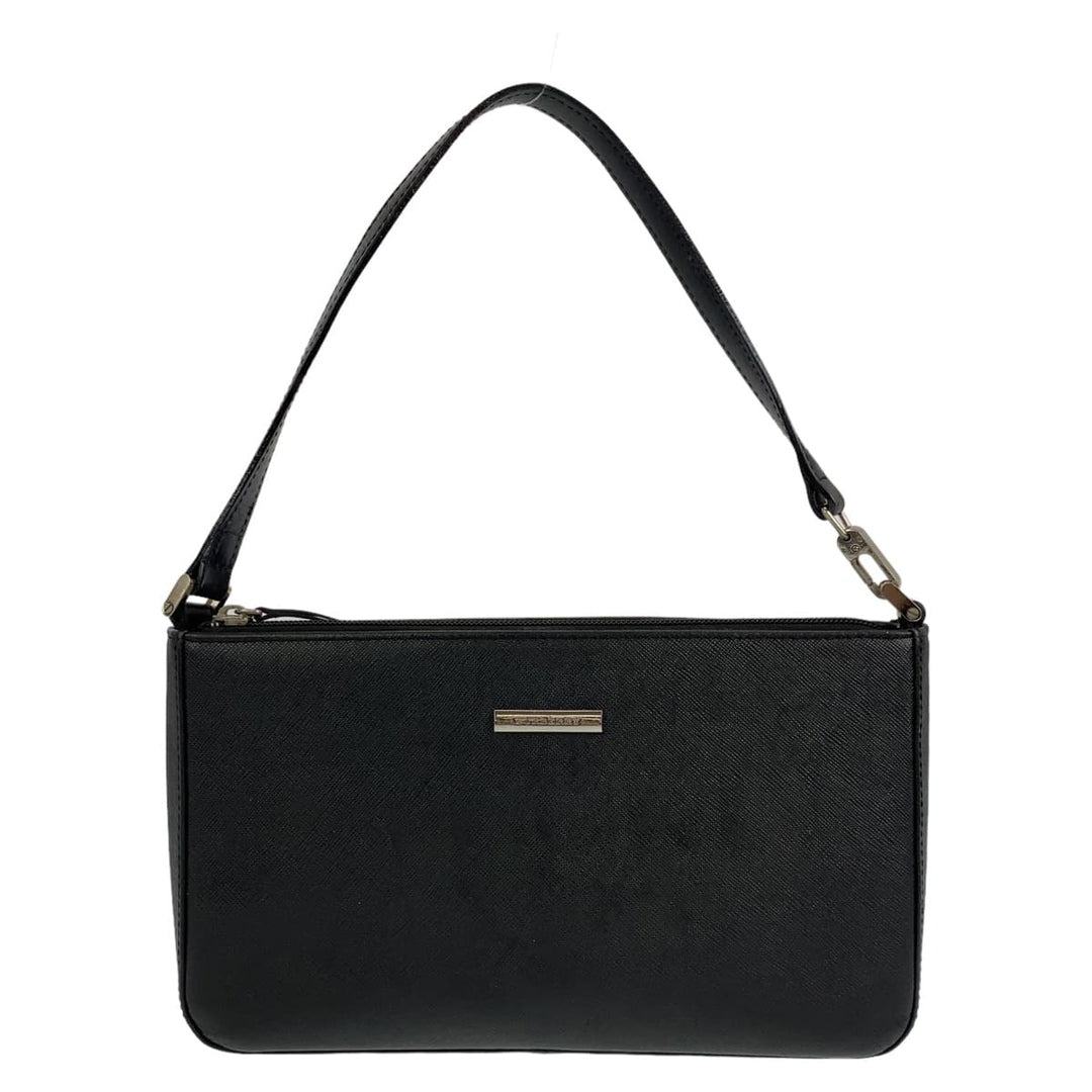 BURBERRY Handbag leather Black Silver Metal Handbags, Accessory Pouches, Shoulder Bags Medium Check Pattern Women Used Authentic