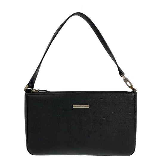 BURBERRY Handbag leather Black Silver Metal Handbags, Accessory Pouches, Shoulder Bags Medium Check Pattern Women Used Authentic