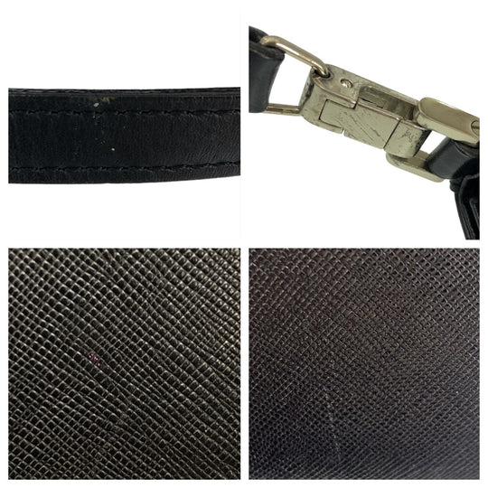 BURBERRY Handbag leather Black Silver Metal Handbags, Accessory Pouches, Shoulder Bags Medium Check Pattern Women Used Authentic