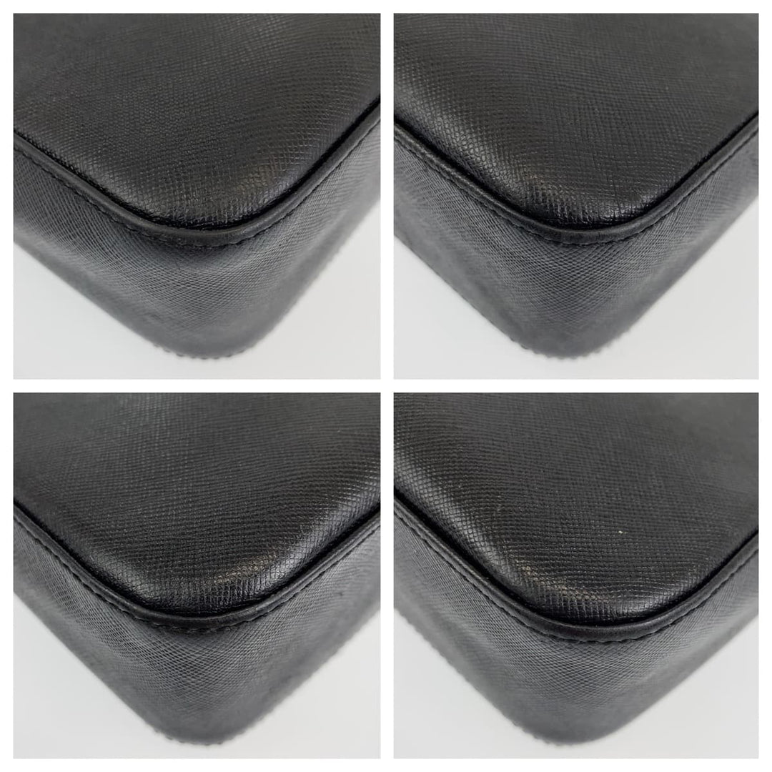 BURBERRY Handbag leather Black Silver Metal Handbags, Accessory Pouches, Shoulder Bags Medium Check Pattern Women Used Authentic