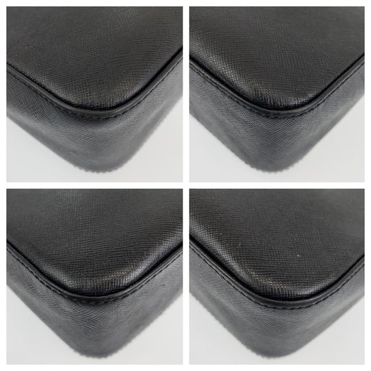 BURBERRY Handbag leather Black Silver Metal Handbags, Accessory Pouches, Shoulder Bags Medium Check Pattern Women Used Authentic