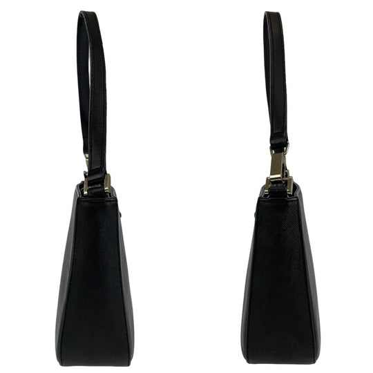 BURBERRY Handbag leather Black Silver Metal Handbags, Accessory Pouches, Shoulder Bags Medium Check Pattern Women Used Authentic