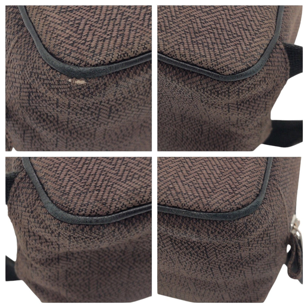 HERMES Pouch cotton Brown Silver Metal Pouch Globetrotter MM mens Used Authentic