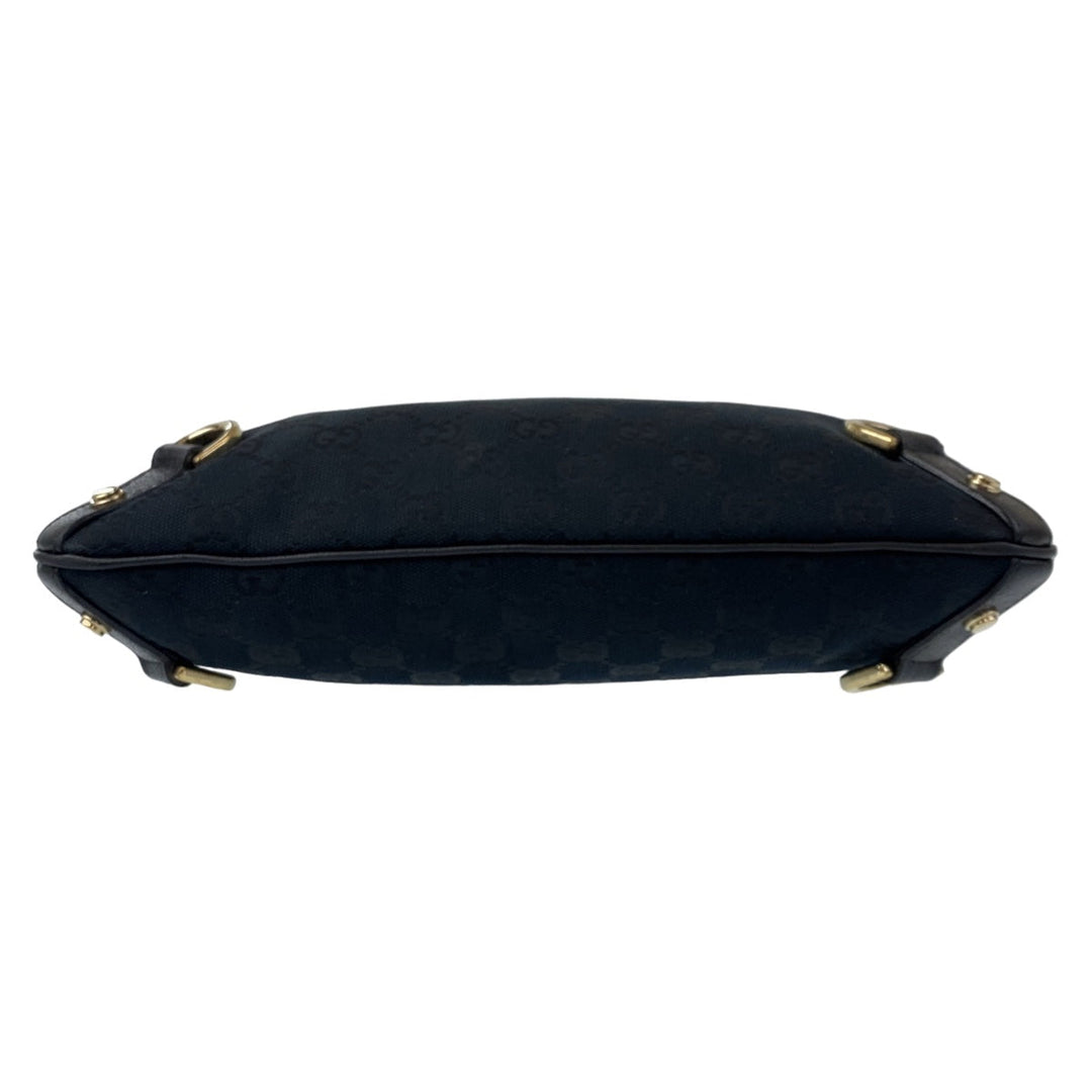 GUCCI Shoulder Bag 131326 GG canvas, leather Black GoldMetal Crossbody Shoulder Bag Messenger Bag Abbey Women Used Authentic