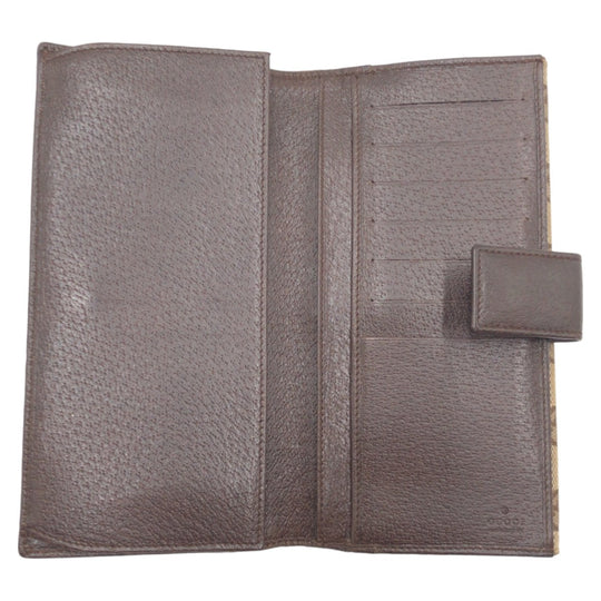 GUCCI Long Wallet Purse 120931 GG canvas Brown Beige Silver Metal Long Wallet Purse GG canvas Women Used Authentic
