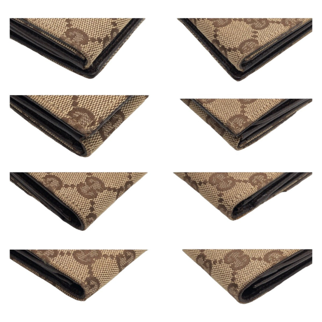 GUCCI Long Wallet Purse 120931 GG canvas Brown Beige Silver Metal Long Wallet Purse GG canvas Women Used Authentic