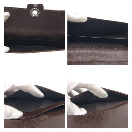 GUCCI Long Wallet Purse 120931 GG canvas Brown Beige Silver Metal Long Wallet Purse GG canvas Women Used Authentic