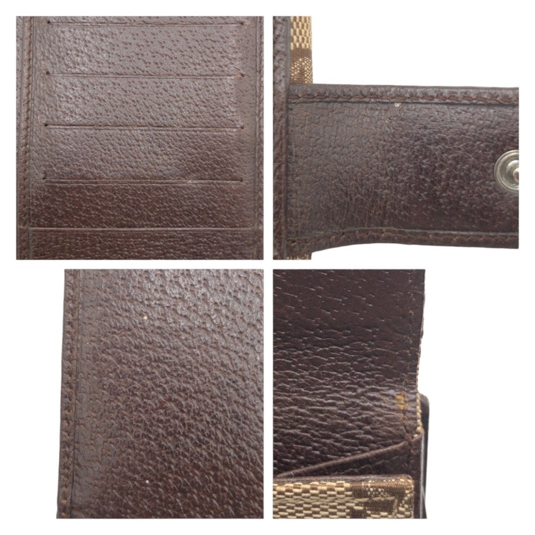 GUCCI Long Wallet Purse 120931 GG canvas Brown Beige Silver Metal Long Wallet Purse GG canvas Women Used Authentic