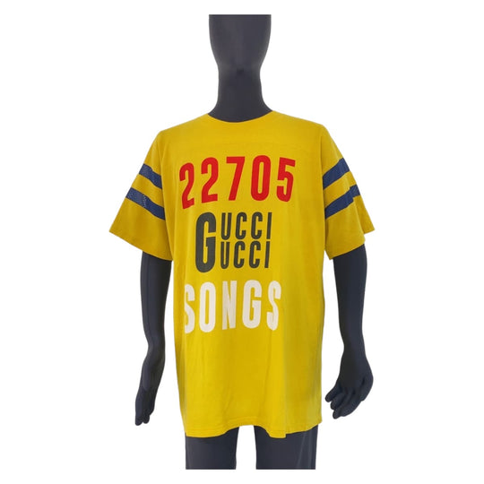 GUCCI Short sleeve T-shirt 655459 XJDXM cotton yellow Short sleeve T-shirt 22705 SOGS mens L Used Authentic