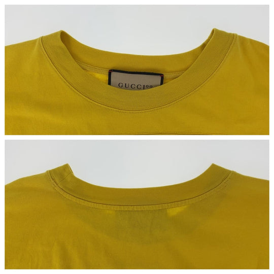 GUCCI Short sleeve T-shirt 655459 XJDXM cotton yellow Short sleeve T-shirt 22705 SOGS mens L Used Authentic
