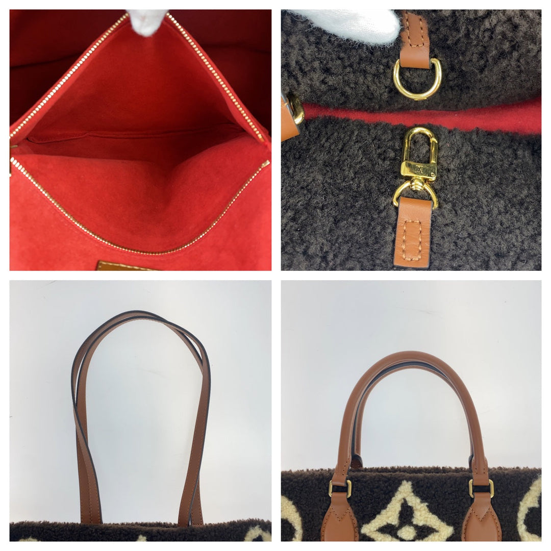 LOUIS VUITTON Tote Bag M55420 Mouton black black white white Shoulder Bag Tote Bag 2way monogram teddy On the go GM Women Used Authentic