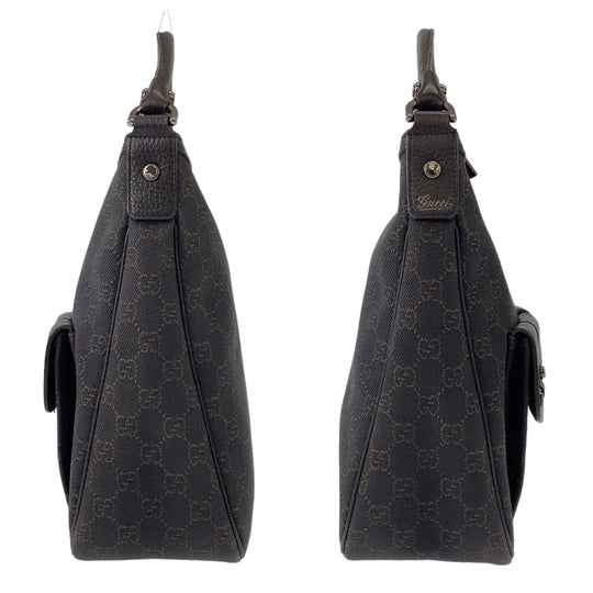 GUCCI Shoulder Bag 293581 GG canvas, leather Brown Silver Metal Hobo Shoulder Bag Handbag Abbey GG pattern Women Used Authentic