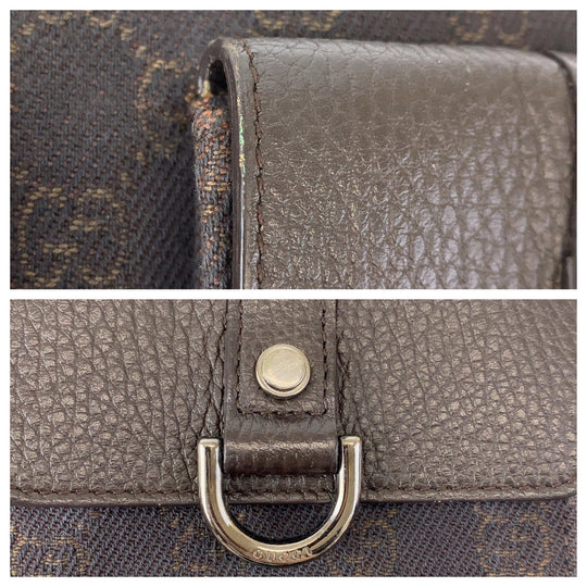 GUCCI Shoulder Bag 293581 GG canvas, leather Brown Silver Metal Hobo Shoulder Bag Handbag Abbey GG pattern Women Used Authentic