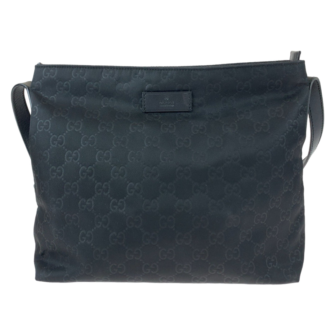 GUCCI Shoulder Bag 314529 Nylon, Leather Black Silver Metal Crossbody Shoulder Bag Messenger Bag Embossed nylon GG pattern mens Used Authentic
