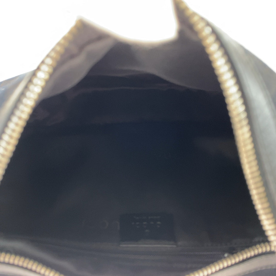 GUCCI Shoulder Bag 001 3812 GG canvas, leather Black SilverMetal Hobo Shoulder Bag Handbag Women Used Authentic