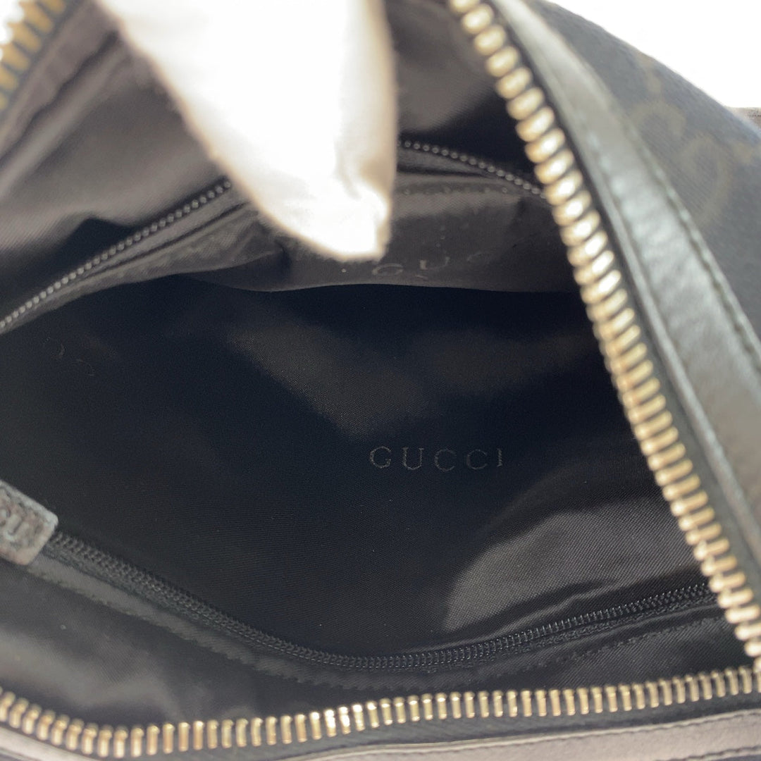 GUCCI Shoulder Bag 001 3812 GG canvas, leather Black SilverMetal Hobo Shoulder Bag Handbag Women Used Authentic