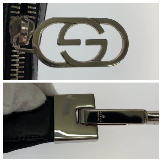 GUCCI Shoulder Bag 001 3812 GG canvas, leather Black SilverMetal Hobo Shoulder Bag Handbag Women Used Authentic