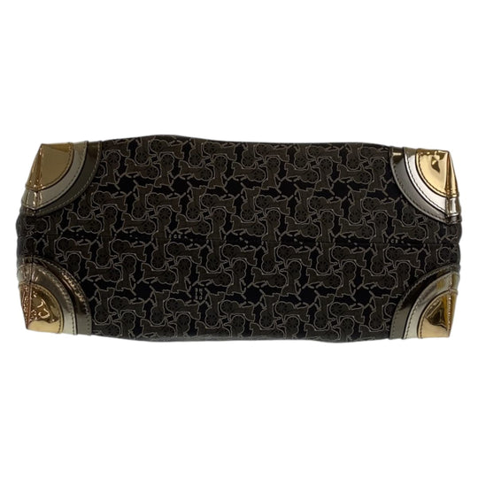 CELINE Tote Bag PVC Grey Multicolor SilverMetal Tote Bag Shoulder Bag Handbag Sulky Carriage Pattern Women Used Authentic