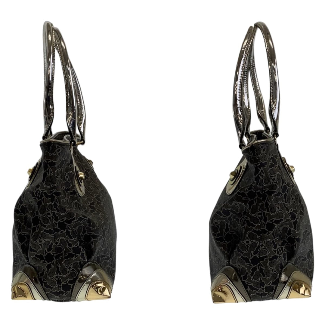 CELINE Tote Bag PVC Grey Multicolor SilverMetal Tote Bag Shoulder Bag Handbag Sulky Carriage Pattern Women Used Authentic