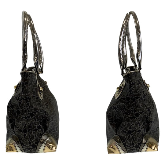 CELINE Tote Bag PVC Grey Multicolor SilverMetal Tote Bag Shoulder Bag Handbag Sulky Carriage Pattern Women Used Authentic