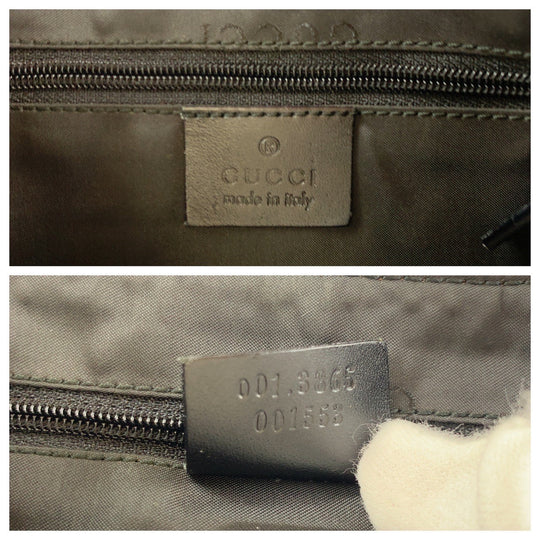 GUCCI Shoulder Bag 001 3865 GG canvas, leather Black Silver Metal Shoulder Bag handbag Bamboo Women Used Authentic