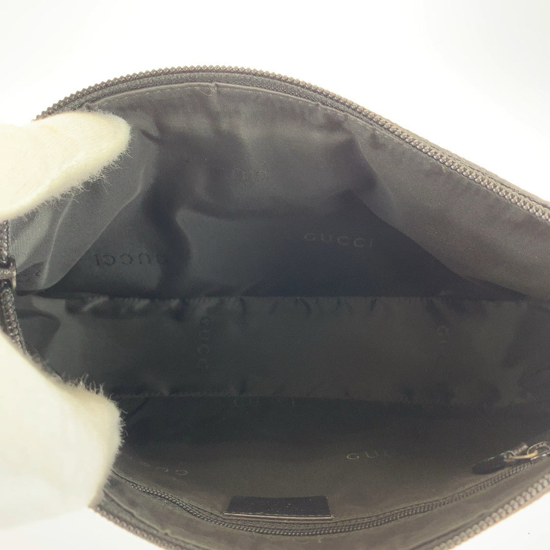 GUCCI Shoulder Bag 001 3865 GG canvas, leather Black Silver Metal Shoulder Bag handbag Bamboo Women Used Authentic