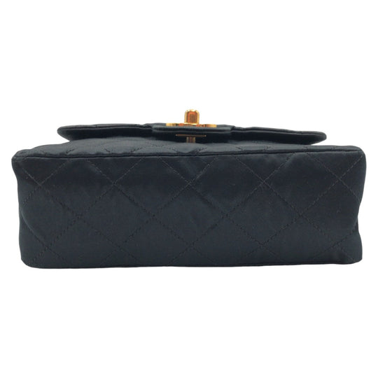 CHANEL Shoulder Bag Satin Black GoldMetal Crossbody Shoulder Bag Mini matrasse COCO Mark Turnlock Women Used Authentic